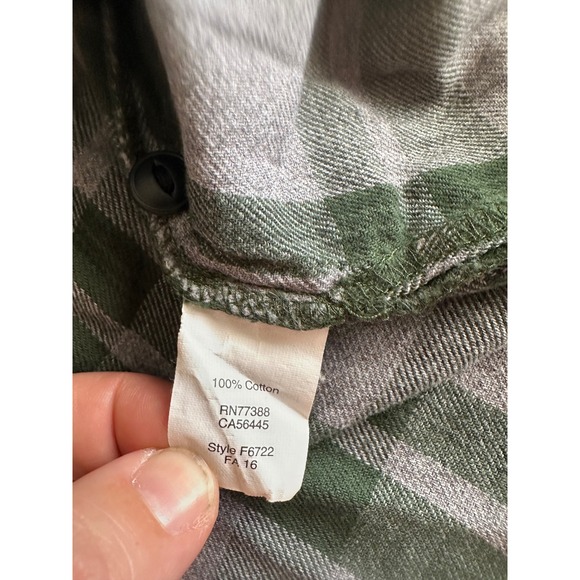 Madewell Plaid Quarter Zip Flannel Shirt Green Grey Long Sleeve Button Pocket - Picture 4 of 4